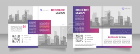 Illustration for Common prosperity initiative blank brochure design. QR code and contact info. Template set with copy space for text. Premade corporate reports collection. 4 paper pages. Myriad Pro, Heebo fonts used - Royalty Free Image