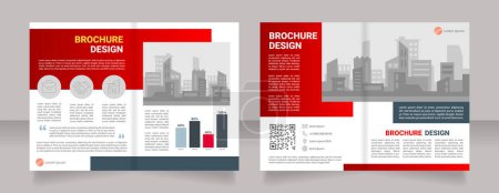 Illustration for Collaboration between architects red blank brochure design. Contact info. Template set with copy space for text. Premade corporate reports collection. 4 paper pages. Myriad Pro, Heebo fonts used - Royalty Free Image