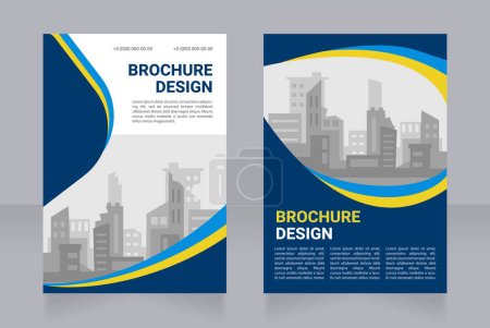 Ukrainian cities reconstruction blank brochure design. Rebuilding. Template set with copy space for text. Premade corporate report collection. Editable 2 paper pages. Myriad Pro-Bold, Heebo fonts used
