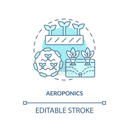 icône aéroponique modifiable en 2D représentant l'agriculture verticale et concept hydroponique, vecteur isolé, illustration en ligne mince.