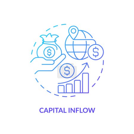 Illustration for 2D gradient capital inflow icon, isolated vector, foreign direct investment thin line illustration. - Royalty Free Image