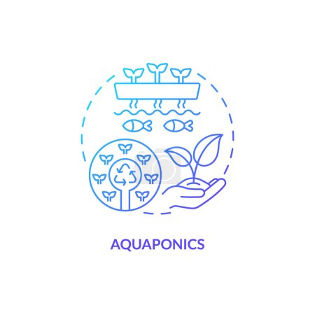 Icono de acuapónica de gradiente 2D que representa el concepto de agricultura vertical e hidroponía, vector aislado, ilustración de línea delgada.