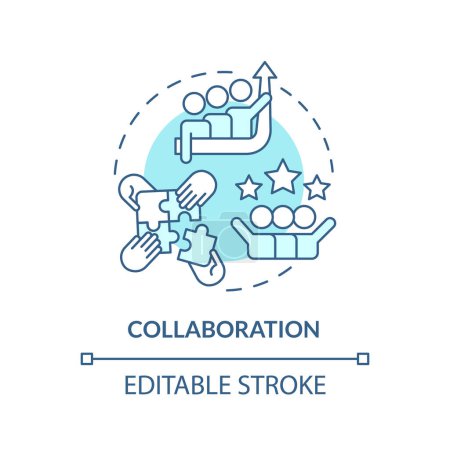 Téléchargez les illustrations : Editable collaboration concept blue thin line icon, isolated vector representing data democratization. - en licence libre de droit