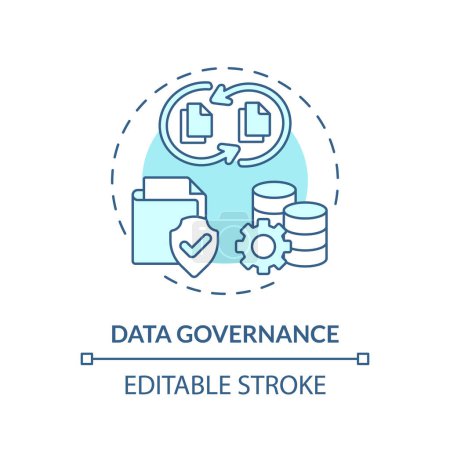 Téléchargez les illustrations : Editable data governance concept blue thin line icon, isolated vector representing data democratization. - en licence libre de droit