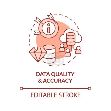 Téléchargez les illustrations : Editable data quality and accuracy concept red thin line icon, isolated vector representing data democratization. - en licence libre de droit