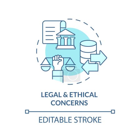 Téléchargez les illustrations : Editable legal and ethical concerns concept blue thin line icon, isolated vector representing data democratization. - en licence libre de droit