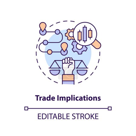 Ilustración de Editable trade implications concept, isolated vector, thin line icon representing carbon border adjustment. - Imagen libre de derechos