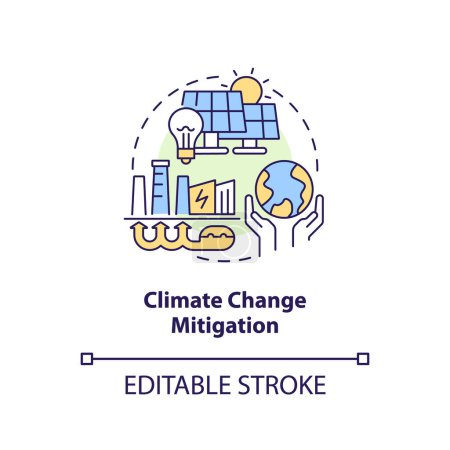 Téléchargez les illustrations : Editable climate change mitigation concept, isolated vector, thin line icon representing carbon border adjustment. - en licence libre de droit