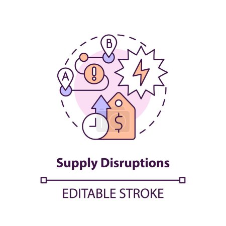 Ilustración de Editable supply disruptions concept, isolated vector, thin line icon representing carbon border adjustment. - Imagen libre de derechos