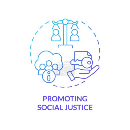 Téléchargez les illustrations : Gradient promouvant le concept de justice sociale icône fine, vecteur isolé représentant la démocratisation des données. - en licence libre de droit