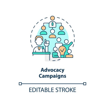 Ilustración de Editable advocacy campaigns icon concept, isolated vector, lobbying government thin line illustration. - Imagen libre de derechos
