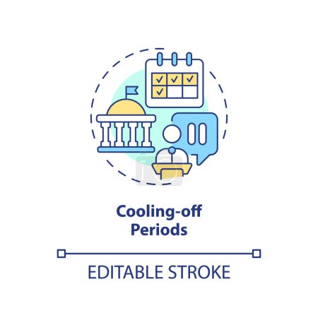 Illustration for Editable cooling off periods icon concept, isolated vector, lobbying government thin line illustration. - Royalty Free Image