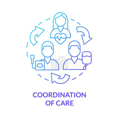 Illustration for Coordination of care blue gradient concept icon. Healthcare professional. Information sharing. Emergency team. Medical clinic abstract idea thin line illustration. Isolated outline drawing - Royalty Free Image