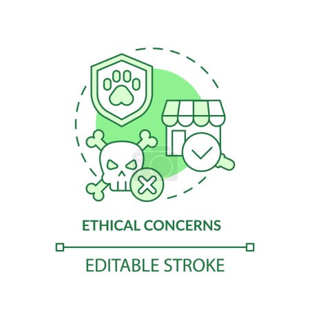 Téléchargez les illustrations : Problèmes éthiques modifiables icône verte concept, vecteur isolé, bureau durable illustration fine ligne. - en licence libre de droit