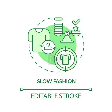 Illustration for Editable slow fashion green icon concept, isolated vector, sustainable office thin line illustration. - Royalty Free Image