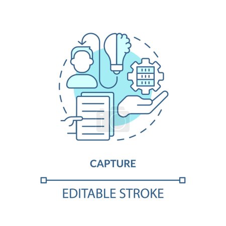 Illustration for 2D editable capture thin line blue icon concept, isolated vector, monochromatic illustration representing knowledge management. - Royalty Free Image