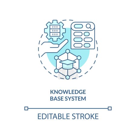 Ilustración de Sistema de base de conocimiento editable 2D concepto de icono azul de línea delgada, vector aislado, ilustración monocromática que representa la gestión del conocimiento. - Imagen libre de derechos