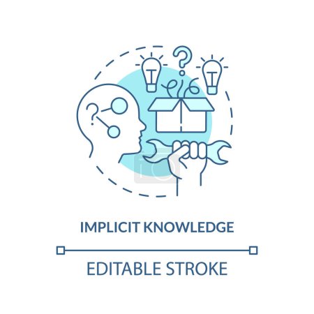 Illustration for 2D editable implicit knowledge thin line blue icon concept, isolated vector, monochromatic illustration representing knowledge management. - Royalty Free Image