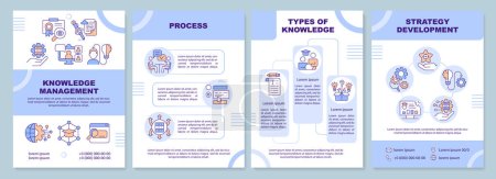 Illustration for 2D knowledge management brochure template, leaflet design with thin line icons, 4 vector layouts. - Royalty Free Image