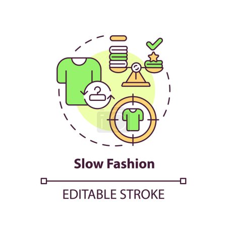 Illustration for Editable slow fashion icon concept, isolated vector, sustainable office thin line illustration. - Royalty Free Image