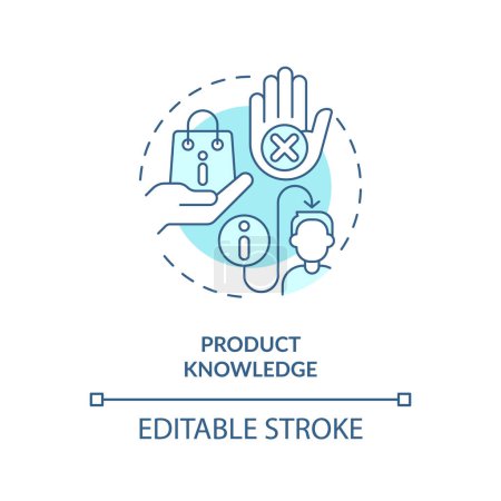 Illustration for Product knowledge soft blue concept icon. Accurate information. Customer service. Sales rep. Retail salesperson. Round shape line illustration. Abstract idea. Graphic design. Easy to use - Royalty Free Image