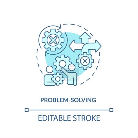 Illustration for Problem solving soft blue concept icon. Critical thinking. Creative solution. Information processing. Consultative selling. Round shape line illustration. Abstract idea. Graphic design. Easy to use - Royalty Free Image