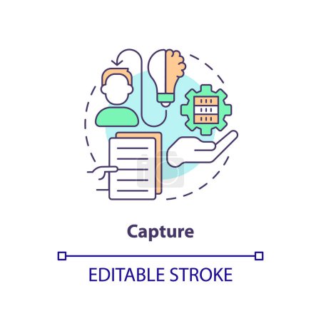 Illustration for 2D editable capture thin line icon concept, isolated vector, multicolor illustration representing knowledge management. - Royalty Free Image