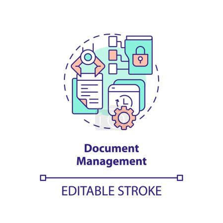 Illustration for 2D editable document management thin line icon concept, isolated vector, multicolor illustration representing knowledge management. - Royalty Free Image