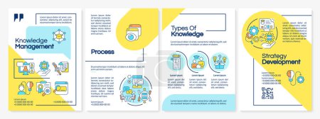 Illustration for Knowledge management multicolor brochure template, leaflet design with thin linear icons, 4 vector layouts. - Royalty Free Image