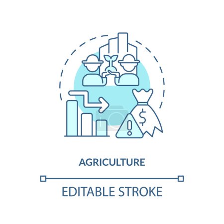 Ilustración de 2D agricultura editable concepto de icono de línea delgada azul, vector aislado, ilustración que representa la sobreproducción. - Imagen libre de derechos