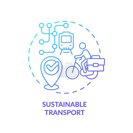 Blue gradient sustainable transport icon concept, isolated vector, sustainable office thin line illustration.