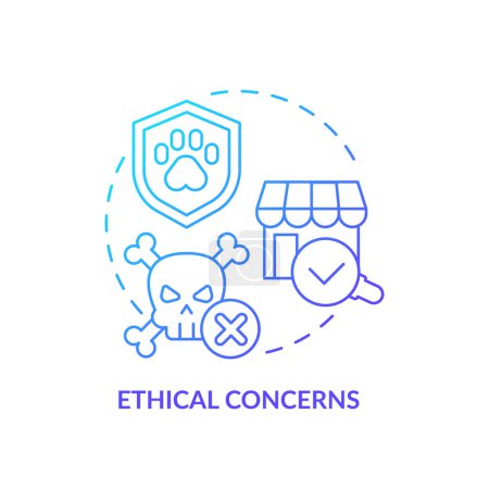 Téléchargez les illustrations : Blue gradient éthique préoccupations icône concept, vecteur isolé, bureau durable mince ligne illustration. - en licence libre de droit