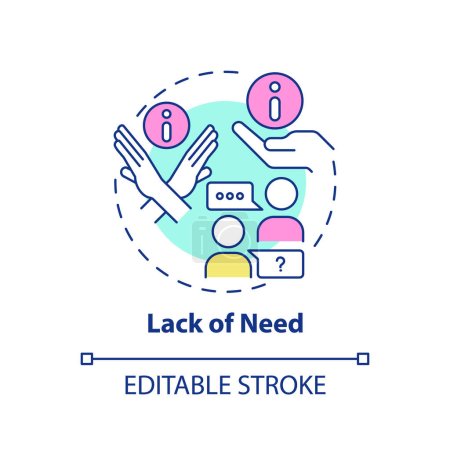 Illustration for Lack of need multi color concept icon. Product value. Customer satisfaction. Give information. Objection handling. Round shape line illustration. Abstract idea. Graphic design. Easy to use - Royalty Free Image