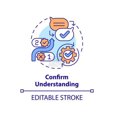 Confirm understanding multi color concept icon. Closing sale. Make decision. Client satisfaction. Negotiation strategy. Round shape line illustration. Abstract idea. Graphic design. Easy to use