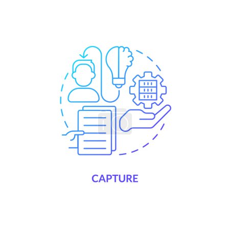 Illustration for Blue gradient capture thin line icon concept, isolated vector, illustration representing knowledge management. - Royalty Free Image