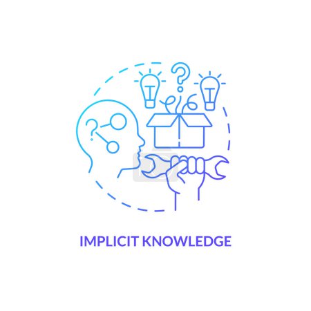 Illustration for Blue gradient implicit knowledge thin line icon concept, isolated vector, illustration representing knowledge management. - Royalty Free Image