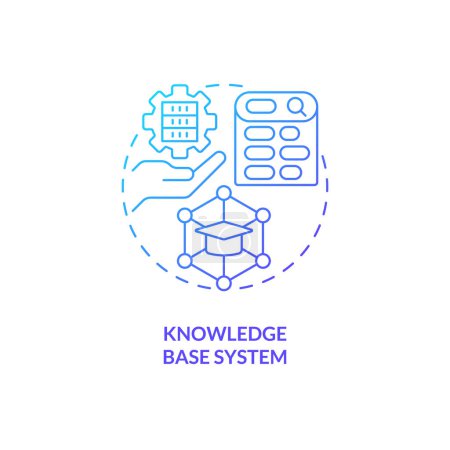 Ilustración de Sistema de base de conocimiento de gradiente azul concepto de icono de línea delgada, vector aislado, ilustración que representa la gestión del conocimiento. - Imagen libre de derechos