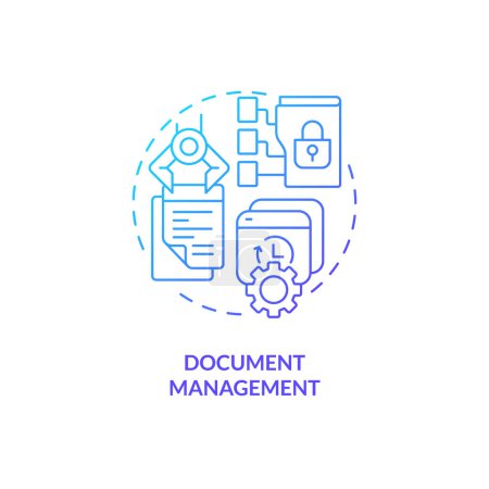 Illustration for Blue gradient document management thin line icon concept, isolated vector, illustration representing knowledge management. - Royalty Free Image
