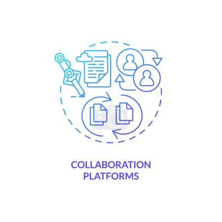 Illustration for Blue gradient collaboration platforms thin line icon concept, isolated vector, illustration representing knowledge management. - Royalty Free Image