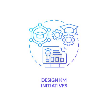 Illustration for Blue gradient design KM initiatives line icon concept, isolated vector, illustration representing knowledge management. - Royalty Free Image