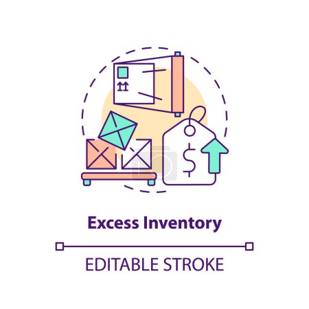 Illustration for 2D editable excess inventory thin line icon concept, isolated vector, multicolor illustration representing overproduction. - Royalty Free Image