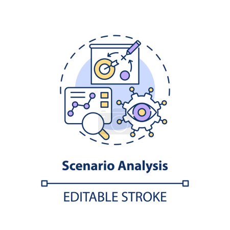 Illustration for 2D editable scenario analysis thin line icon concept, isolated vector, multicolor illustration representing overproduction. - Royalty Free Image