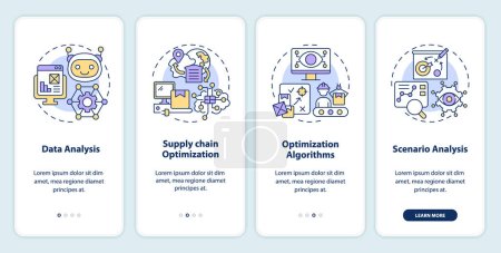 Illustration for 2D linear icons representing overproduction mobile app screen set. 4 steps graphic instructions, UI, UX, GUI template. - Royalty Free Image