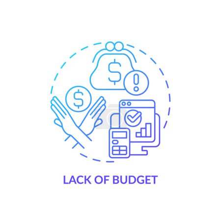 Lack of budget blue gradient concept icon. Too expensive. High price. Potential customer. Selling process. Objection handling. Round shape line illustration. Abstract idea. Graphic design. Easy to use
