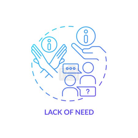 Lack of need blue gradient concept icon. Product value. Customer satisfaction. Give information. Objection handling. Round shape line illustration. Abstract idea. Graphic design. Easy to use