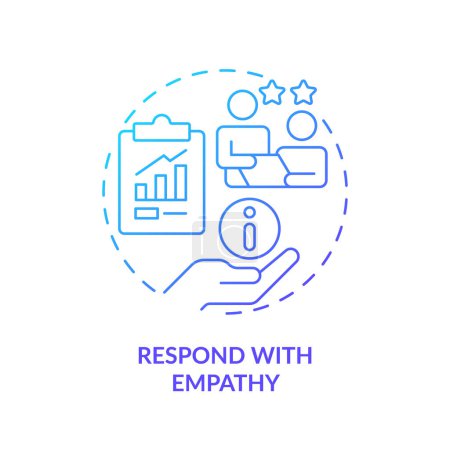 Respond with empathy blue gradient concept icon. Help customer. Build trust. Solve problem. Active listening. Round shape line illustration. Abstract idea. Graphic design. Easy to use