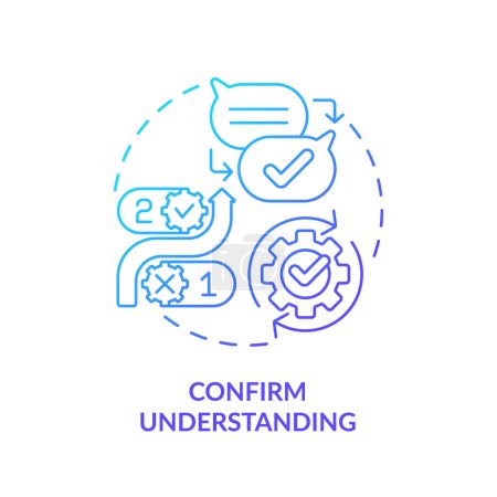 Confirm understanding blue gradient concept icon. Closing sale. Make decision. Client satisfaction. Negotiation strategy. Round shape line illustration. Abstract idea. Graphic design. Easy to use