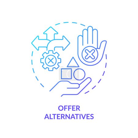Offer alternatives blue gradient concept icon. Find solution. Different option. Customer service. Successful sale. Round shape line illustration. Abstract idea. Graphic design. Easy to use