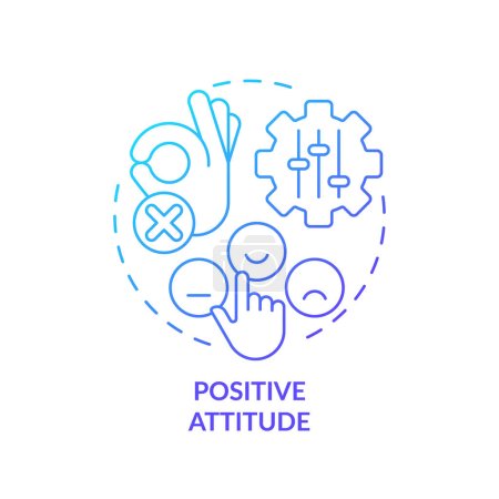 Positive attitude blue gradient concept icon. Building rapport. Customer centric. Client trust. Sales success. Round shape line illustration. Abstract idea. Graphic design. Easy to use