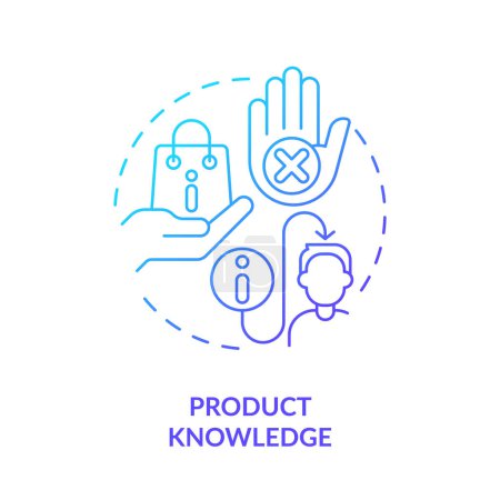 Illustration for Product knowledge blue gradient concept icon. Accurate information. Customer service. Sales rep. Retail salesperson. Round shape line illustration. Abstract idea. Graphic design. Easy to use - Royalty Free Image